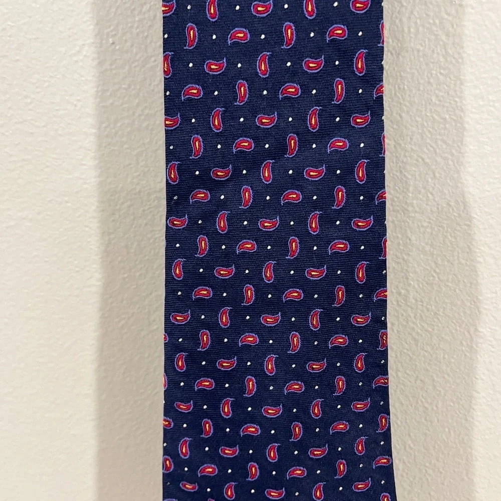Lauren Ralph Lauren Silk Neck Tie Paisley Blue Red School Uniform